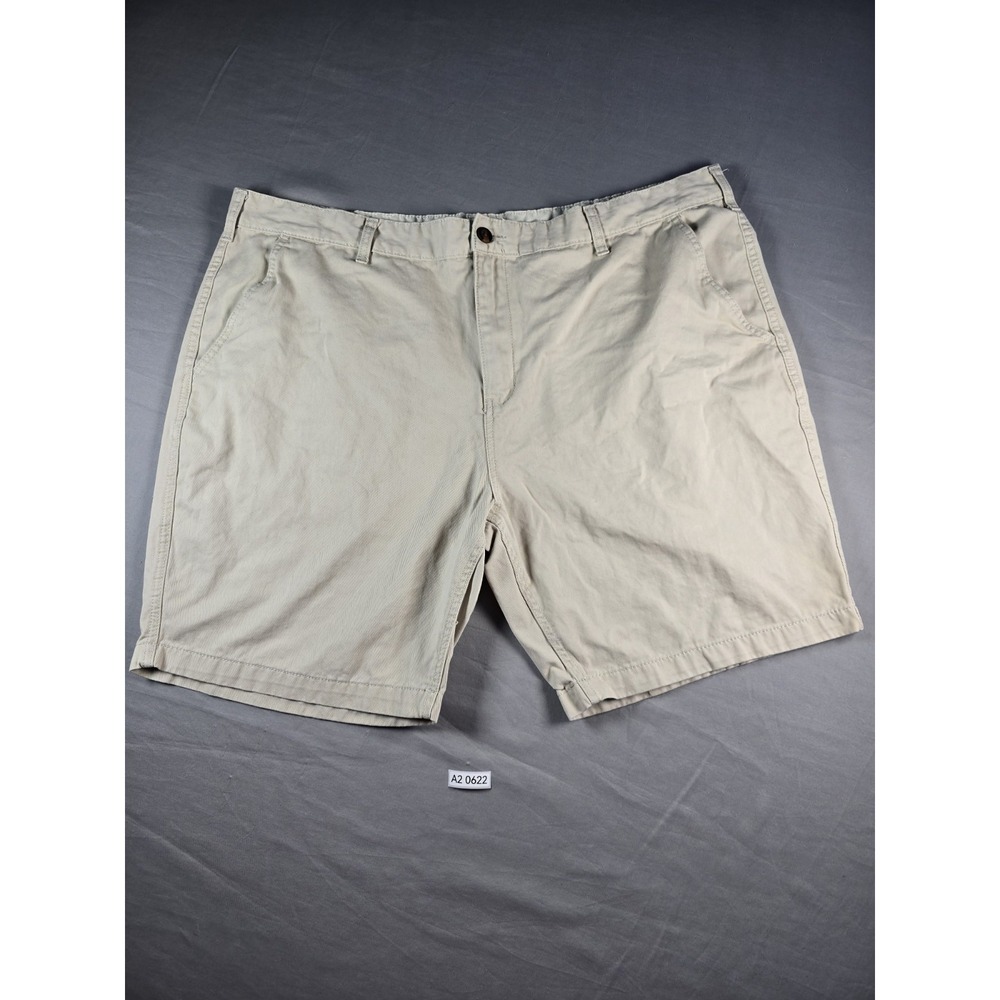 FADED GLORY Shorts Bottom Men's Size 46 Khaki Tan Beige Flat Slash Pockets